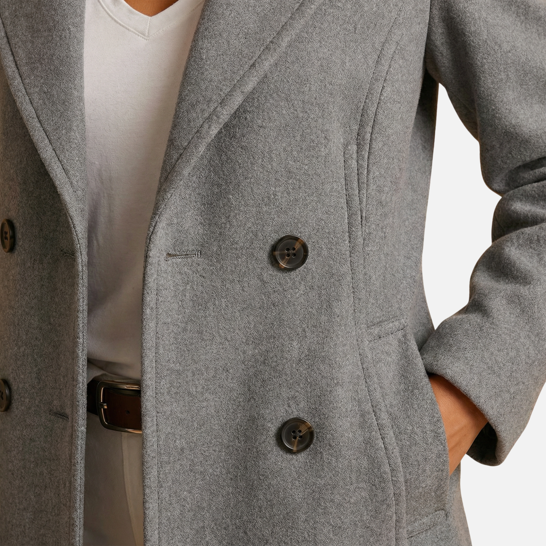 Langer geknöpfter Mantel mit Reverskragen für Damen