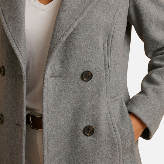 Langer geknöpfter Mantel mit Reverskragen für Damen