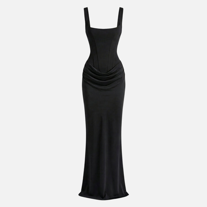 Long Satin Dress with Adjustable Straps for Women