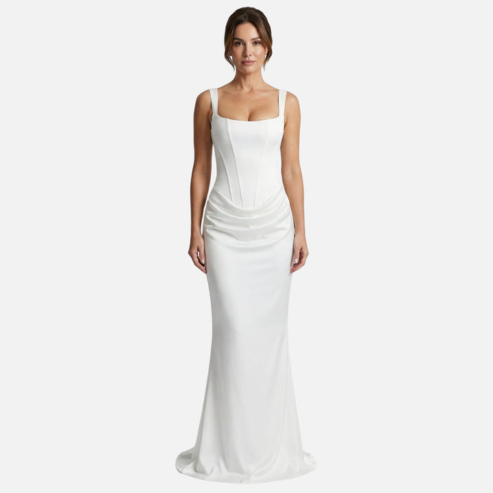 Long Satin Dress with Adjustable Straps for Women