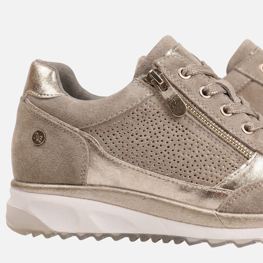 Lässige Metallic Sneakers mit Reißverschluss für Damen