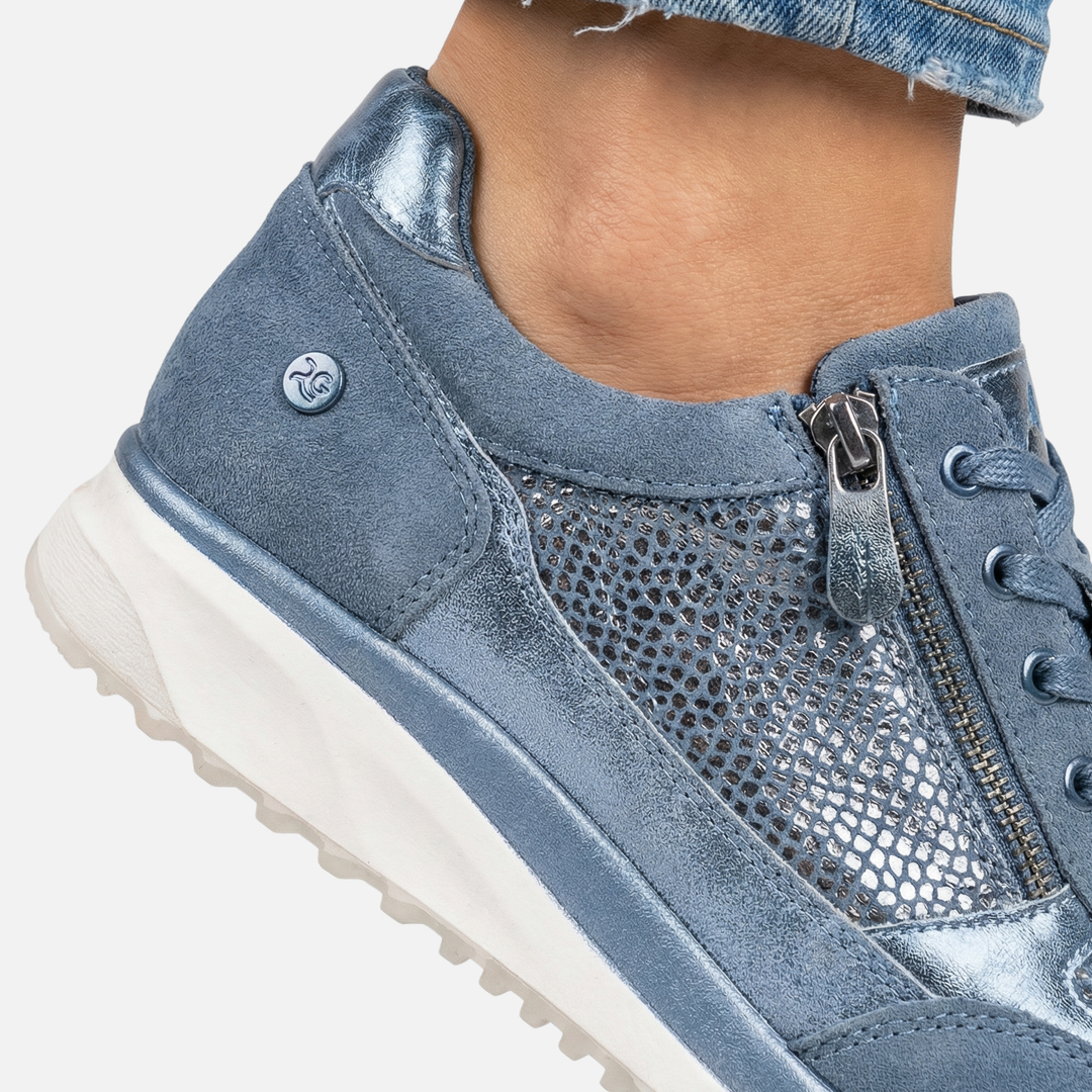 Lässige Metallic Sneakers mit Reißverschluss für Damen
