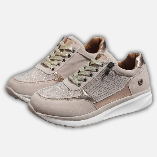 Lässige Metallic Sneakers mit Reißverschluss für Damen