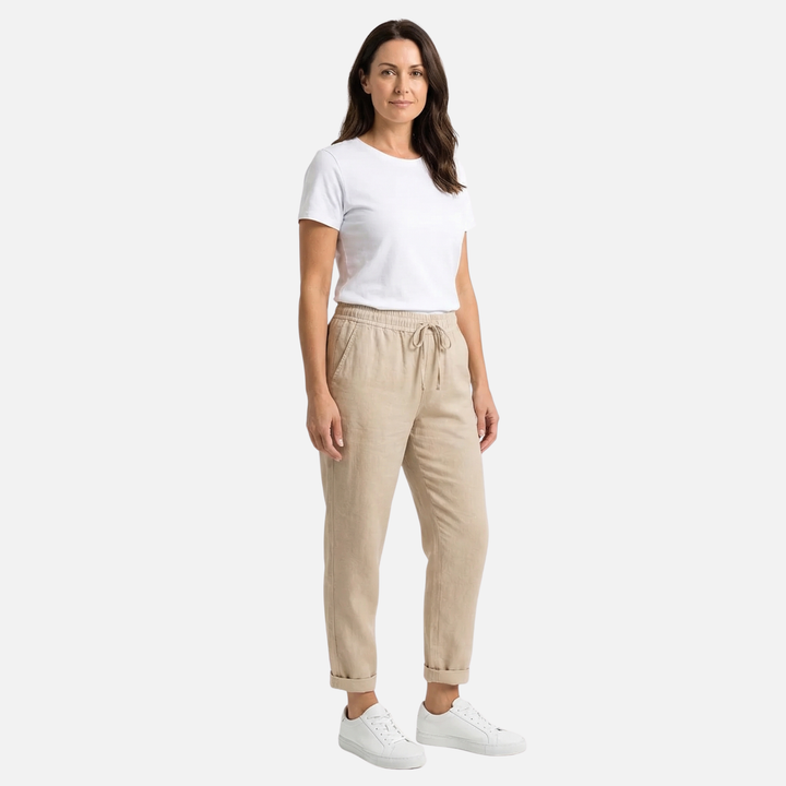 Light Summer Linen Pants with Stretch Regular Fit for Women