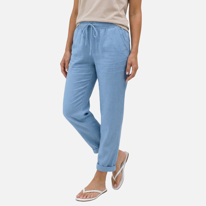 Light Summer Linen Pants with Stretch Regular Fit for Women