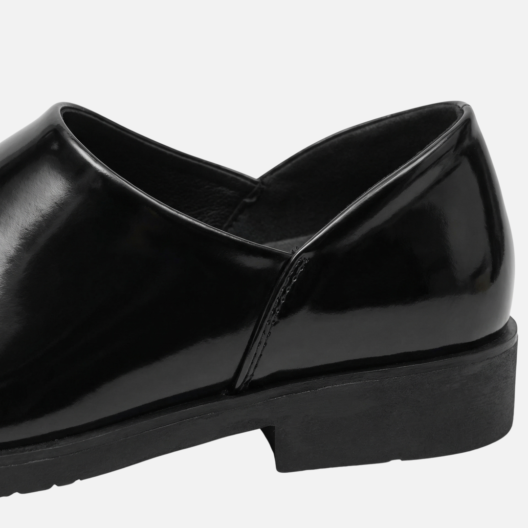 Leichte Hochglanz-Synthetik schmale Loafer mit Blockabsatz für Herren
