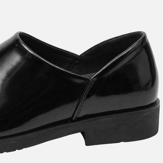 Leichte Hochglanz-Synthetik schmale Loafer mit Blockabsatz für Herren