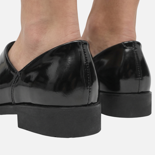 Leichte Hochglanz-Synthetik schmale Loafer mit Blockabsatz für Herren