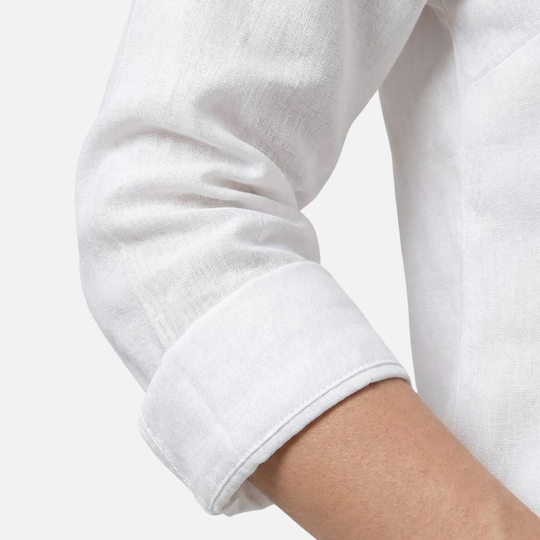 Leichte Leinenbluse Fit V-Ausschnitt mit Rüschen für Damen