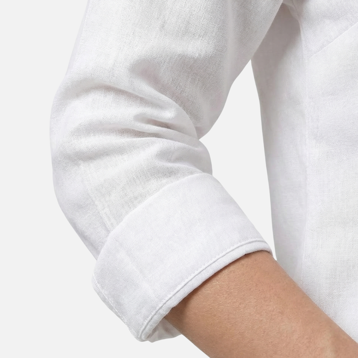 Leichte Leinenbluse Fit V-Ausschnitt mit Rüschen für Damen