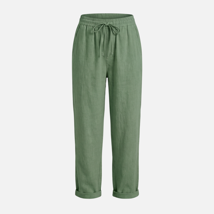 Lightweight Linen Pants Relaxed Casual Trousers with Drawstring for Women