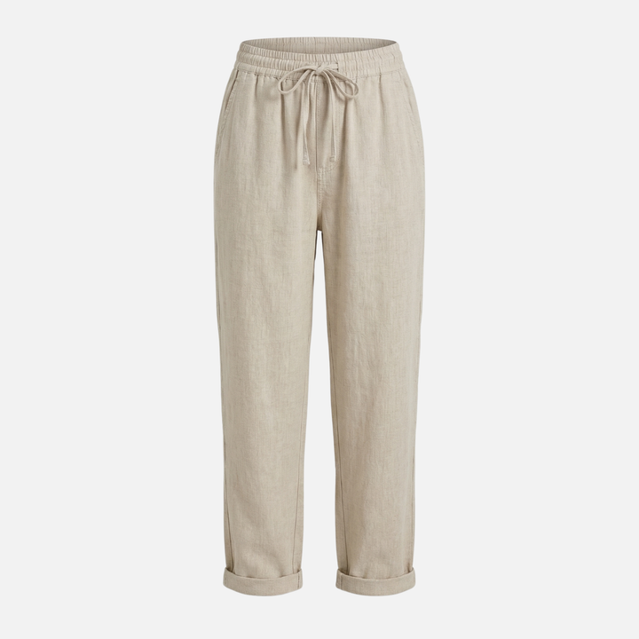 Lightweight Linen Pants Relaxed Casual Trousers with Drawstring for Women