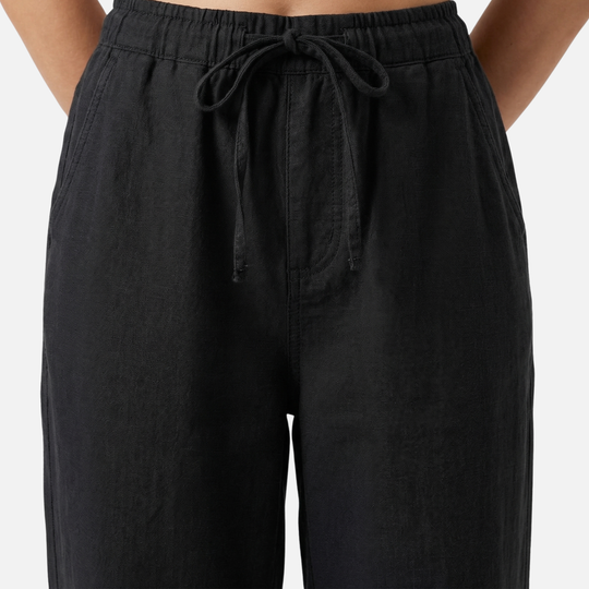 Leichte Leinenhose Lockere Freizeithose mit Tunnelzug für Damen