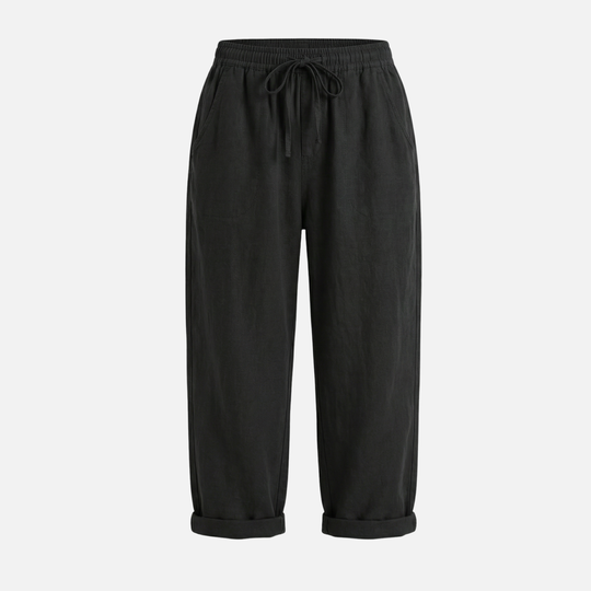 Leichte Leinenhose Lockere Freizeithose mit Tunnelzug für Damen