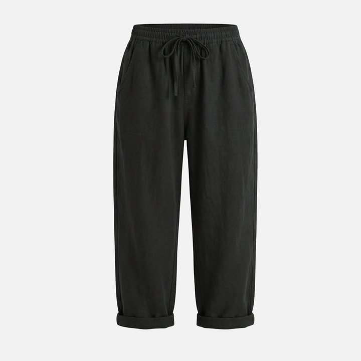 Lightweight Linen Pants Relaxed Casual Trousers with Drawstring for Women
