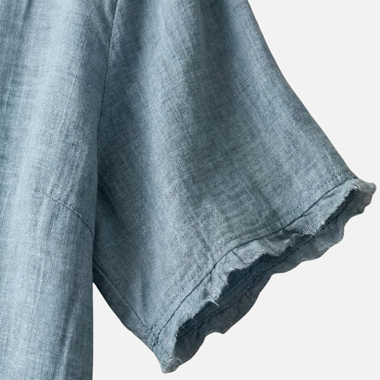 Leichte Sommer Leinenbluse – Lockere Passform mit Muschelkragen für Damen