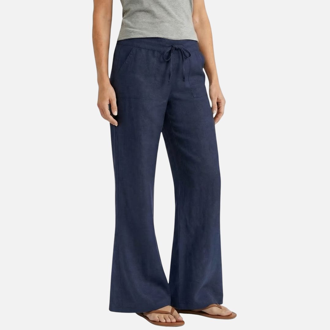 Leichte Sommer Oversize Leinenhose mit Kordelzug für Damen