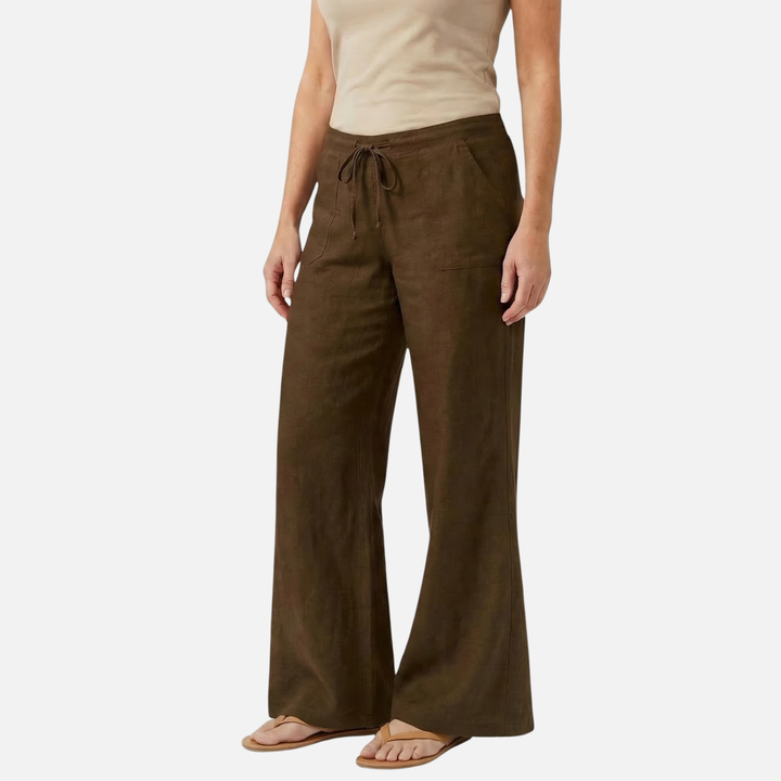 Leichte Sommer Oversize Leinenhose mit Kordelzug für Damen