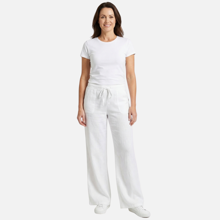 Leichte Sommer Oversize Leinenhose mit Kordelzug für Damen