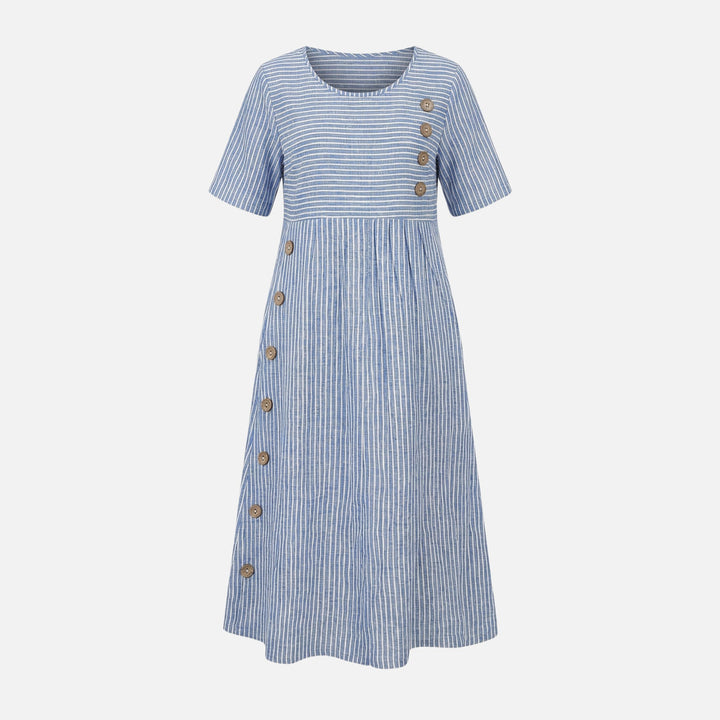 Leinen-Midikleid mit Knopfleiste für Damen