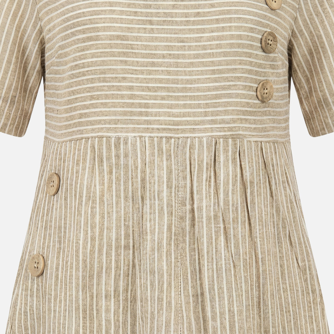 Leinen-Midikleid mit Knopfleiste für Damen