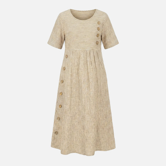 Leinen-Midikleid mit Knopfleiste für Damen