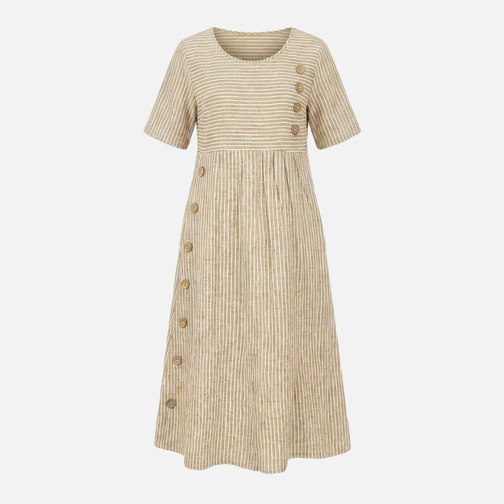 Leinen-Midikleid mit Knopfleiste für Damen