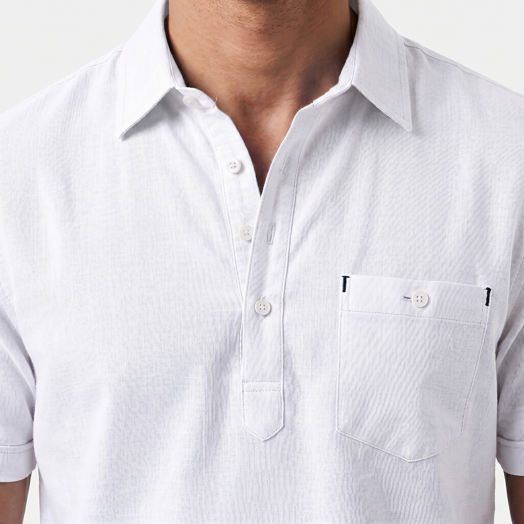 Leinen Poloshirt mit Halbknopfleiste fuer Herren 8