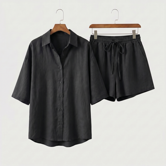 Damen_Sommer_Relax_Set_aus_Leinen_Top_und_Shorts_1
