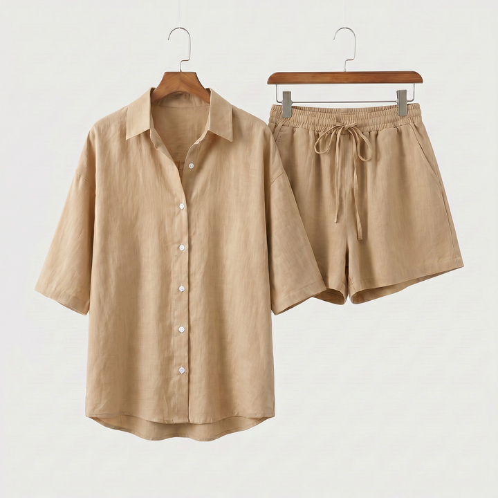 Damen_Sommer_Relax_Set_aus_Leinen_Top_und_Shorts_12