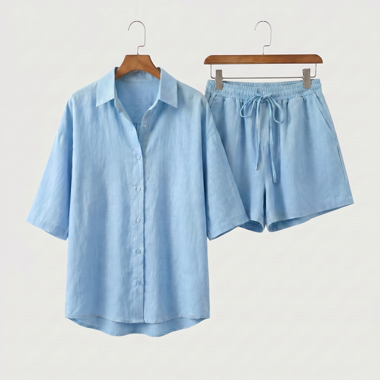 Damen_Sommer_Relax_Set_aus_Leinen_Top_und_Shorts_14