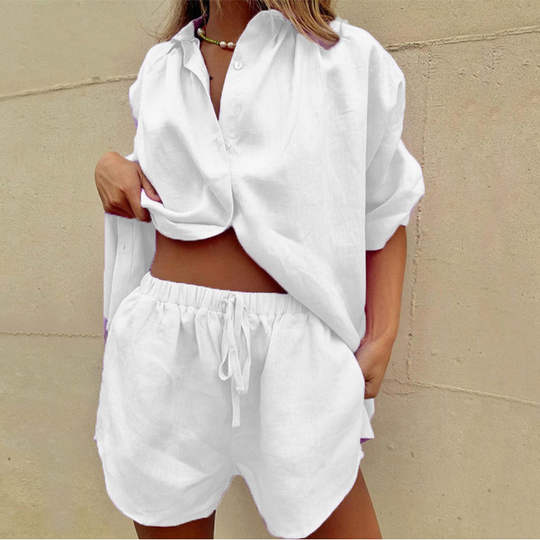 Damen_Sommer_Relax_Set_aus_Leinen_Top_und_Shorts_9