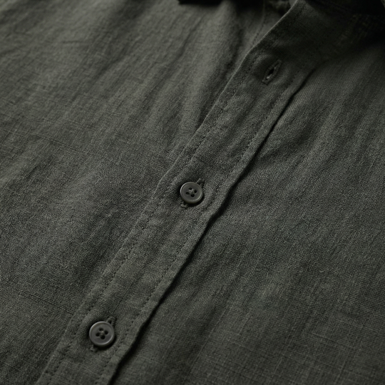 Leinenmischung Hemd mit Knopfleiste und langen Ärmeln für Herren