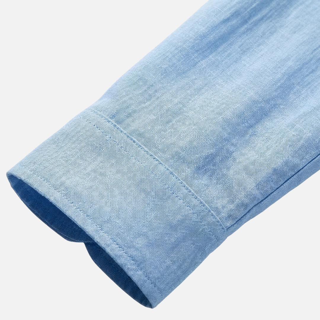 Leinenmischung Hemd mit Knopfleiste und langen Ärmeln für Herren