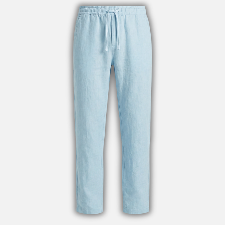 Linen pants with elastic waistband and side pockets for men