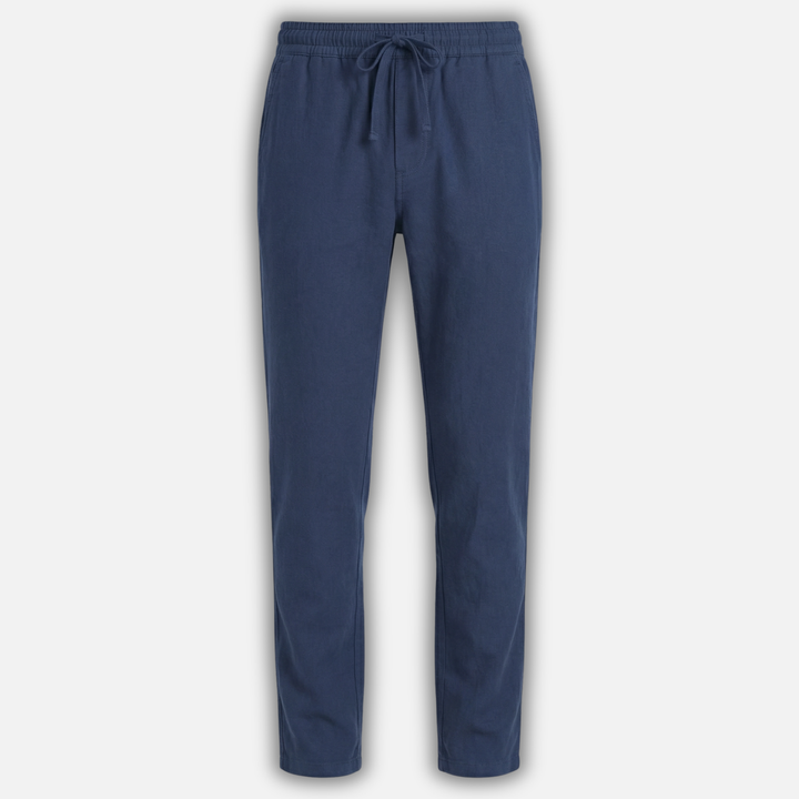 Linen pants with elastic waistband and side pockets for men
