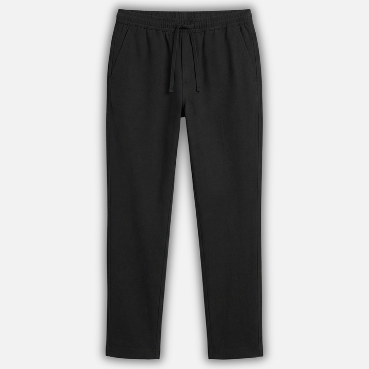 Linen pants with elastic waistband and side pockets for men