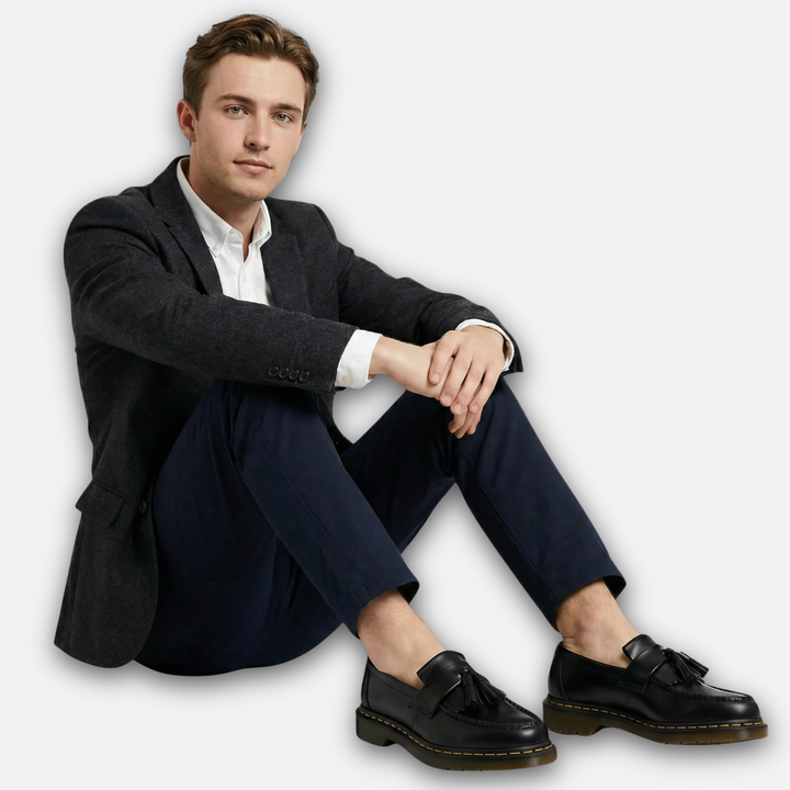 Loafers with Tassel Detail and Polished Surface for Men