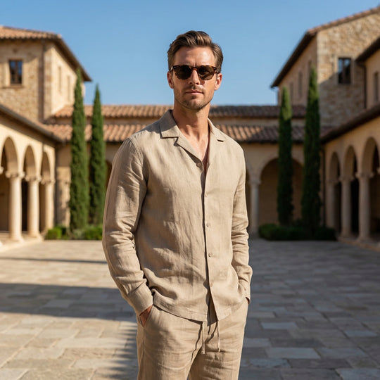 Locker geschnittenes Shirt- und Hosen-Set mit Kordel für Männer