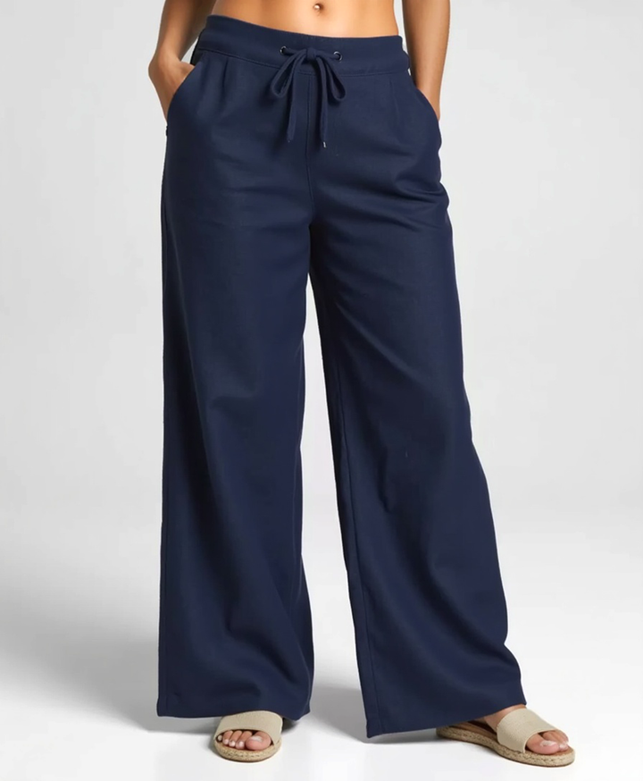 Leichte Sommerhose mit elastischem Bund und Kordelzug für Frauen