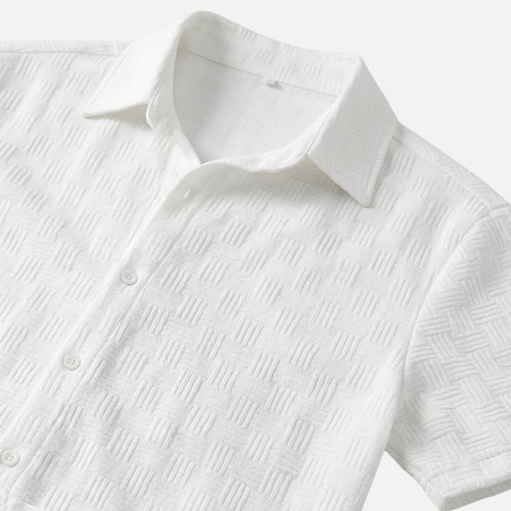 Texturiertes Baumwoll-Sommer-Set – Lockeres Hemd & Shorts mit Kordelzug für Herren
