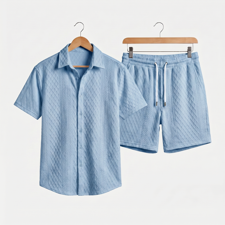 Entspanntes_Strukturstrick_Set_mit_Kordelzug_Shorts_f_r_Herren_1