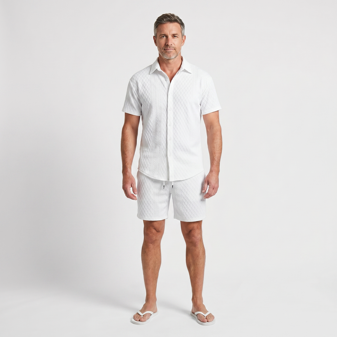 Entspanntes_Strukturstrick_Set_mit_Kordelzug_Shorts_f_r_Herren_2