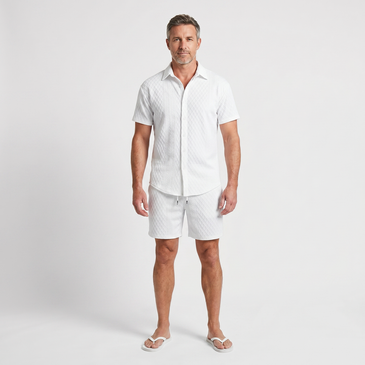 Entspanntes_Strukturstrick_Set_mit_Kordelzug_Shorts_f_r_Herren_2