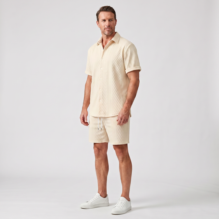 Entspanntes_Strukturstrick_Set_mit_Kordelzug_Shorts_f_r_Herren_3