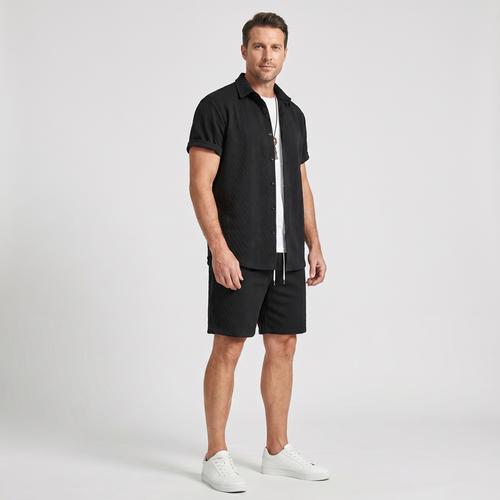 Entspanntes_Strukturstrick_Set_mit_Kordelzug_Shorts_f_r_Herren_4