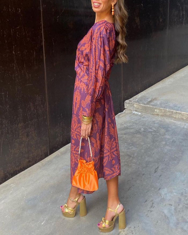 Midi Dress with Floral Pattern for Women | Boho