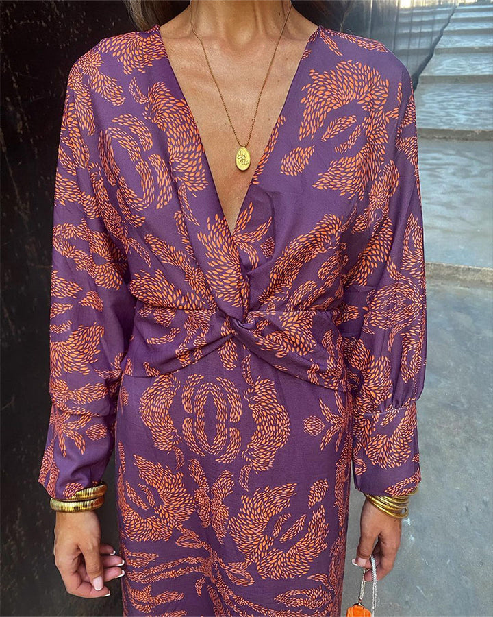 Midi Dress with Floral Pattern for Women | Boho
