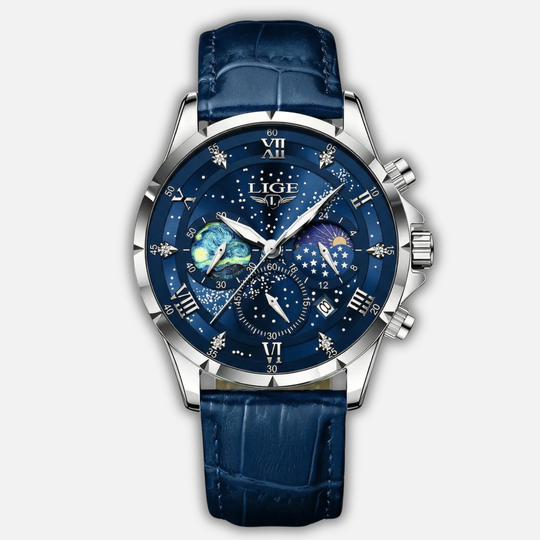 Mondphasen Chronographenuhr mit Datumsanzeige für Herren