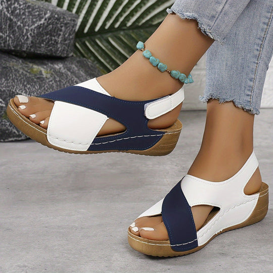 Niedrige Keilsandalen für Damen | Klettverschluss